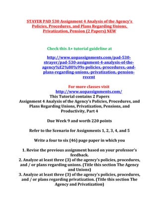 Stayer pad 530 assignment 4 analysis of the agency | DOC