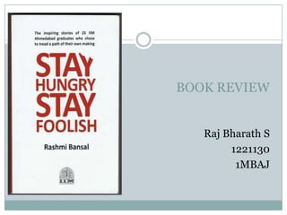 BOOK REVIEW


   Raj Bharath S
        1221130
         1MBAJ
 