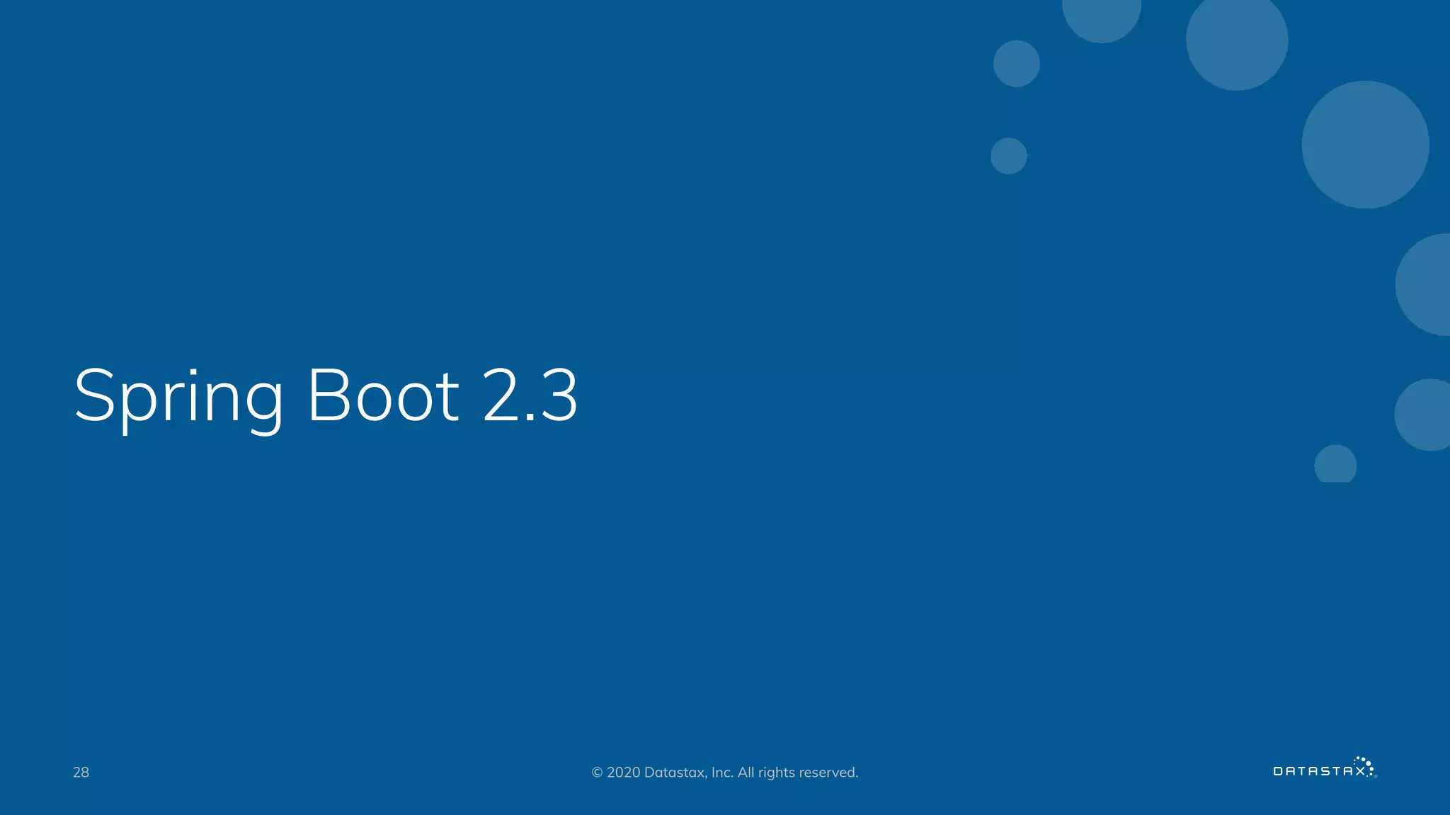 Spring Boot 2.3
28 © 2020 Datastax, Inc. All rights reserved.
 