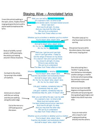 Staying alive annotated lyrics | PDF