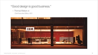 IBM Design Thinking: Scaling great design
Key building blocks for consistently great design outcomes

Sponsor Clients/User...