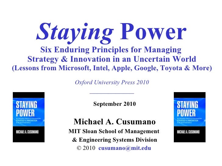 Managing Strategy Amp Innovation In An Uncertain World