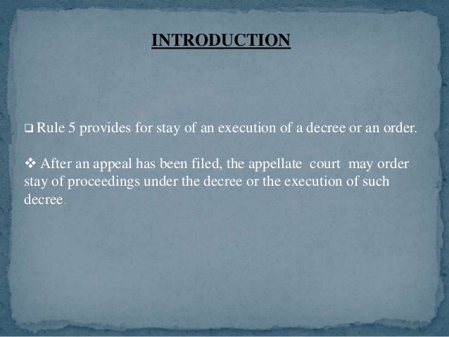 decree execution execution on decree Stay of
