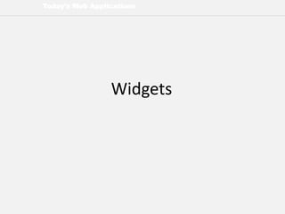 Today’s Web Applications
Widgets
 