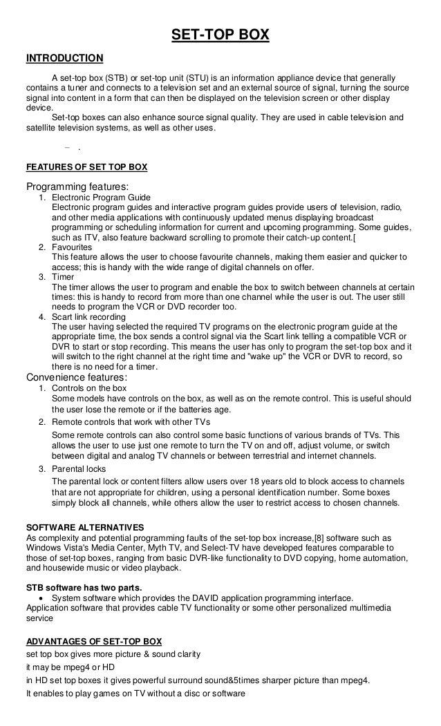 Free Set Top Box Software