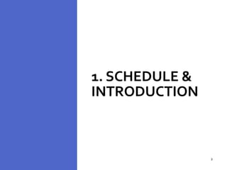 1. SCHEDULE &
INTRODUCTION
2
2
 