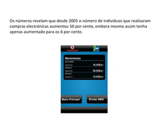 Os números revelam que desde 2005 o número de indivíduos que realizaram compras electrónicas aumentou 50 por cento, embora mesmo assim tenha apenas aumentado para os 6 por cento. 
