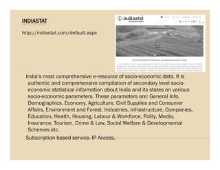 Indiastat Information Sources for Research | PDF