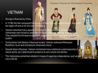 VIETNAM
• The fall of China’s Tang dynasty (early 900s) provided another chance at independence,
which lead to success.
• ...