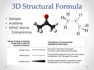 3D Structural Formula
• Sample:
• Acetone
• IUPAC Name:
2-propanone
 