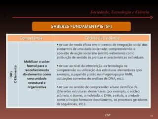 Sociedade, Tecnologia e Ciência  CSP SABERES FUNDAMENTAIS (SF) 