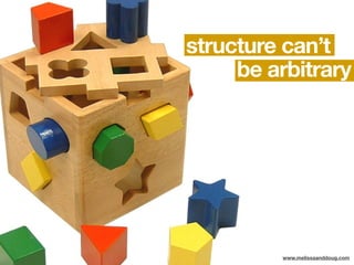 www.melissaanddoug.com
be arbitrary
structure can’t
 