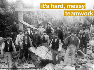 teamwork
it’s hard, messy
www.ﬂickr.com/photos/trondheim_byarkiv/4773880876
 