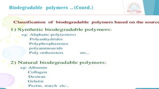 Biodegradable polymers …(Contd.)
 