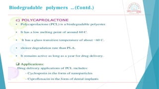 Biodegradable polymers …(Contd.)
 