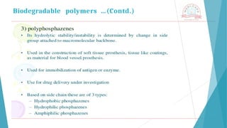 Biodegradable polymers …(Contd.)
 
