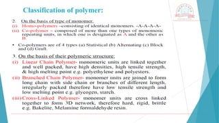 Classification of polymer:
 