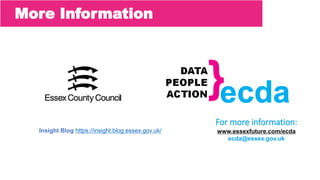 More Information
For more information:
www.essexfuture.com/ecda
ecda@essex.gov.uk
Insight Blog https://insight.blog.essex.gov.uk/
 