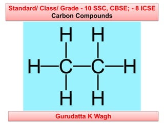 Standard/ Class/ Grade - 10 SSC, CBSE; - 8 ICSE
Carbon Compounds
Gurudatta K Wagh
 