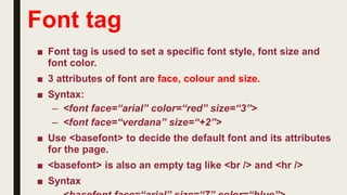 Std 10 Chapter 2 Head and Body Sections in HTML (Part 2- Body section ...