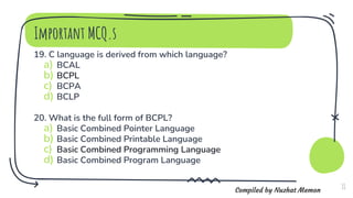 Std 10 Chapter 10 Introduction to C Language Important MCQs | PPTX