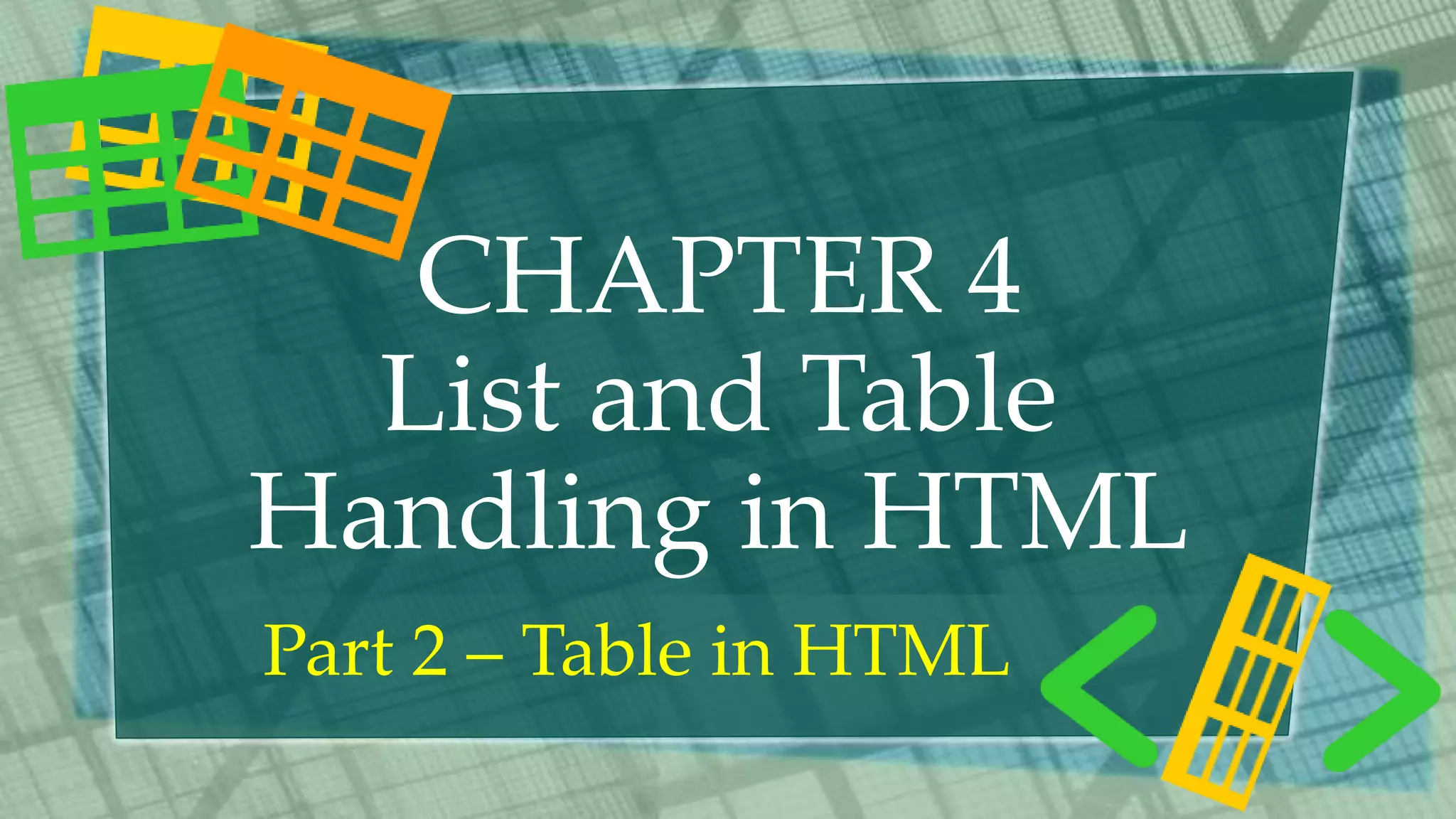 Std 10 Computer Chapter 4 List and Table Handling in HTML (Part 2 Table ...