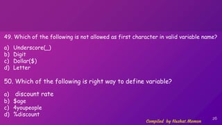 Std 12 chapter 7 Java Basics Important MCQs | PPTX