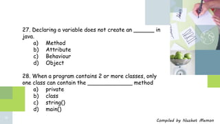 Std 12 computer chapter 8 classes and objects in java important MCQs | PPTX