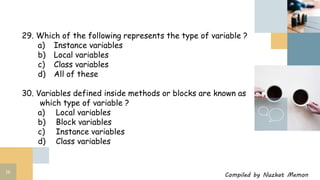 Std 12 computer chapter 8 classes and objects in java important MCQs | PPTX