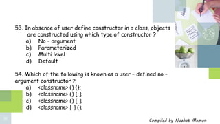Std 12 computer chapter 8 classes and objects in java important MCQs | PPTX