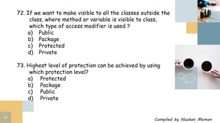 Std 12 computer chapter 8 classes and objects in java important MCQs | PPTX