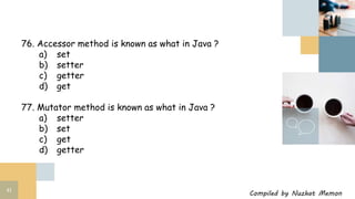 Std 12 computer chapter 8 classes and objects in java important MCQs | PPTX