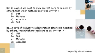 Std 12 computer chapter 8 classes and objects in java important MCQs | PPTX