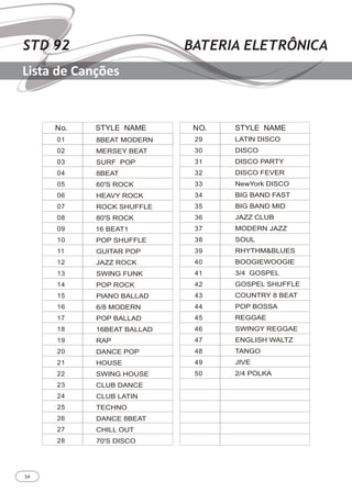34
STD 92 BATERIA ELETRÔNICA
Lista de Canções
 