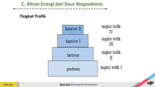 Tingkat Trofik
C. Aliran Energi dan Daur Biogeokimia
 