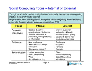 Social Computing Focus – Internal or External
Though most of the rhetoric today is about externally focused social computi...
