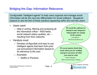 Bridging the Gap: Information Relevance

Configurable “intelligent agents” to help users organize and manage social
inform...