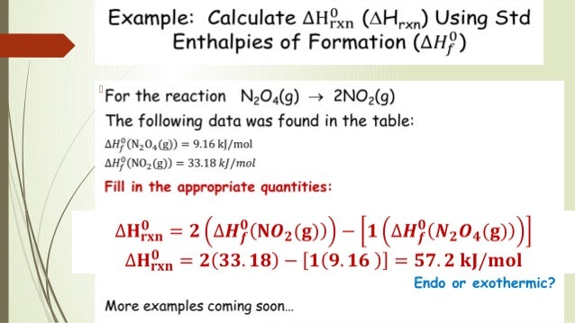 g for delta n2o4 formation of Formation Enthalpy Standard