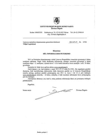 Klausimas dėl informacijos pateikimo