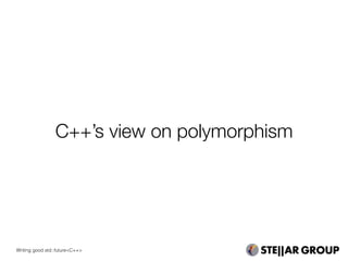 C++’s view on polymorphism
Writing good std::future<C++>
 