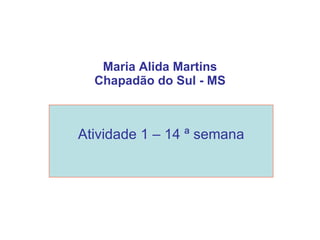 Maria Alida Martins Chapadão do Sul - MS Atividade 1 – 14 ª semana 