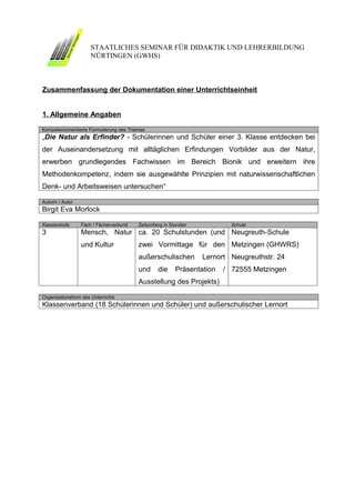 STAATLICHES SEMINAR FÜR DIDAKTIK UND LEHRERBILDUNG
                      NÜRTINGEN (GWHS)



Zusammenfassung der Dokumenta...