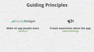 Guiding Principles
Make an app people want.
(product)
Create awareness about the app.
(sales/marketing)
 