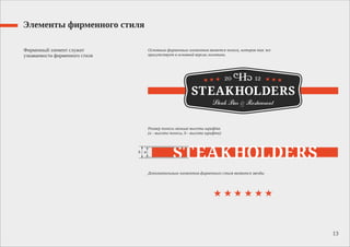 Элементы фирменного стиля
Фирменный элемент служит
узнаваемости фирменного стиля
Основным фирменным элементом является полоса, которая так же
присутствует в основной версии логотипа.
Размер полосы меньше высоты шрифта
(a - высота полосы, b - высота шрифта)
Дополнительным элементом фирменного стиля являются звезды
13
ab
 