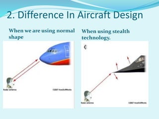 2. Difference In Aircraft Design
When we are using normal
shape
When using stealth
technology.
 