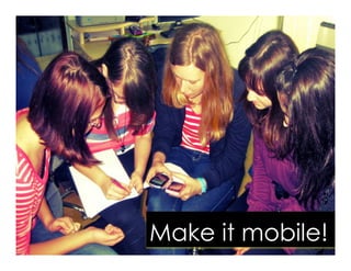 Peer support & learning
Powerful motivator
Try till level is achieved
Application within a context
Multimedia rich
Immediate reward
Photo by David Goehring, Flic.kr/p/ai2U2f
Game Based Learning
Promotes movement
 