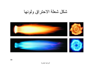 ‫اﻟﺒﺨﺎرﯾﺔ‬ ‫اﻟﻤﺮاﺟﻞ‬
84
‫وﻟﻮﻧﮭﺎ‬ ‫اﻻﺣﺘﺮاق‬ ‫ﺷﻌﻠﺔ‬ ‫ﺷﻜﻞ‬
 