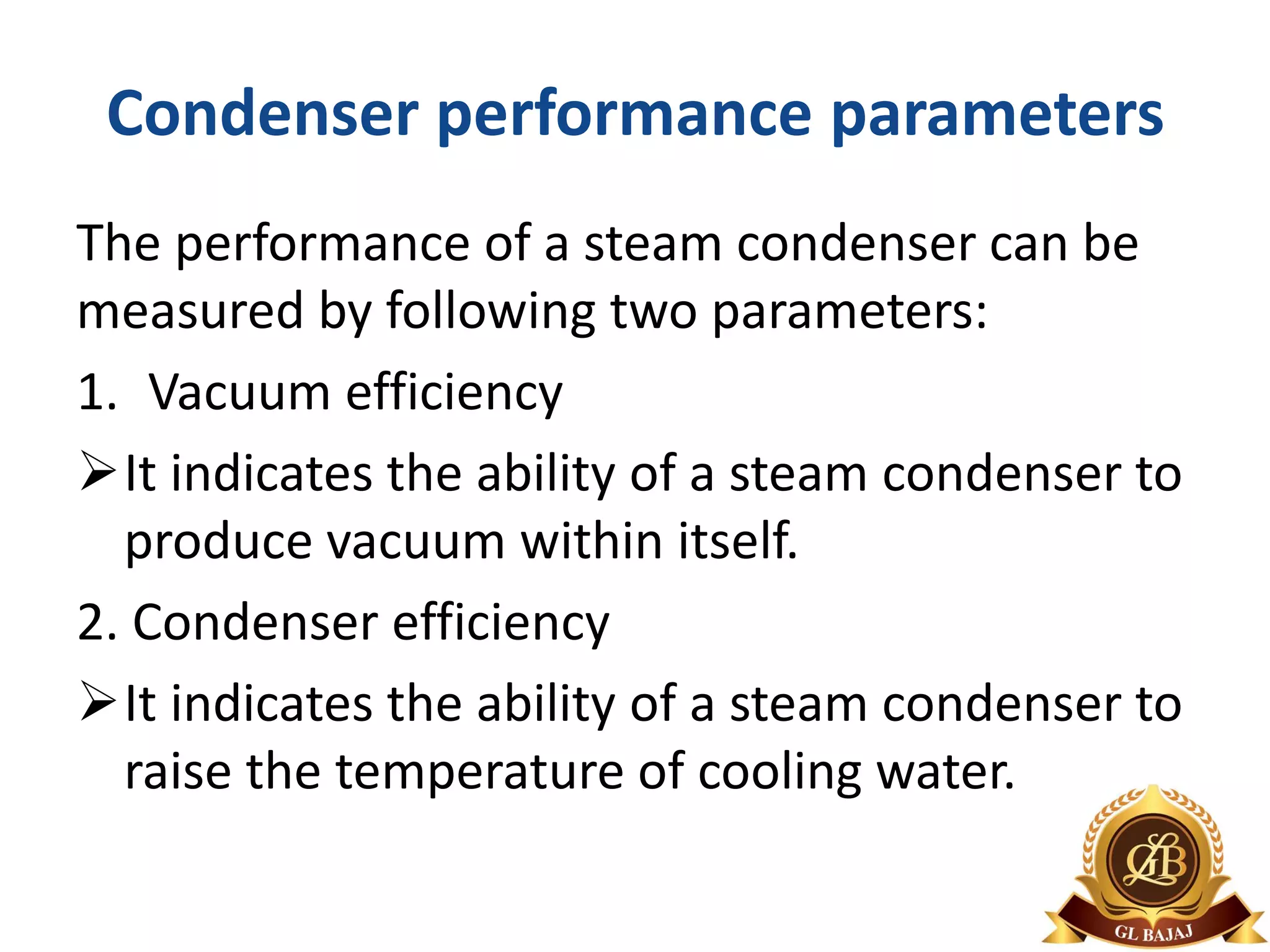 Steam condensers Part 5 (Air leakage and Condenser Performance) PPT