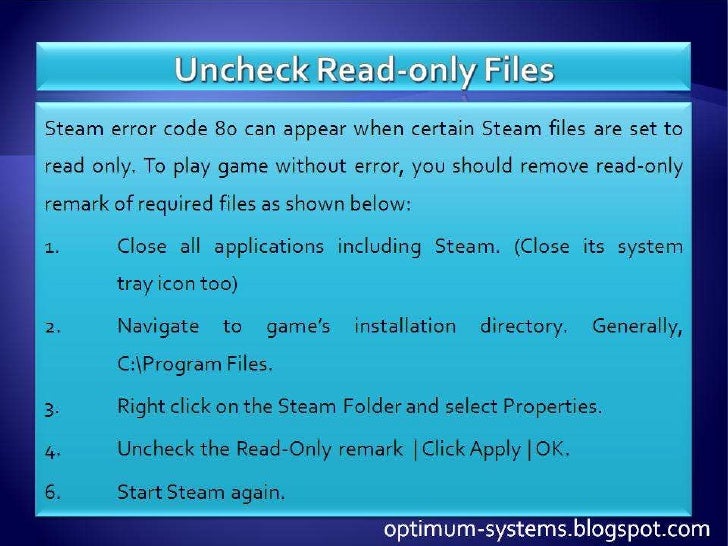 Fix Steam Error Code 80