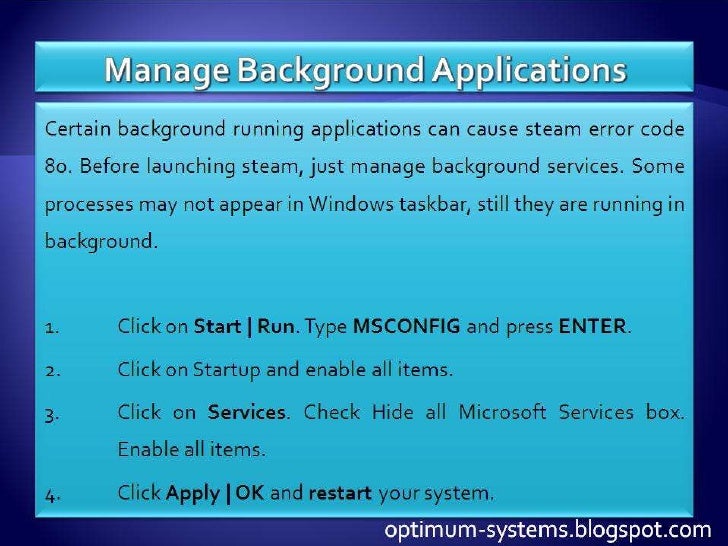 Fix Steam Error Code 80